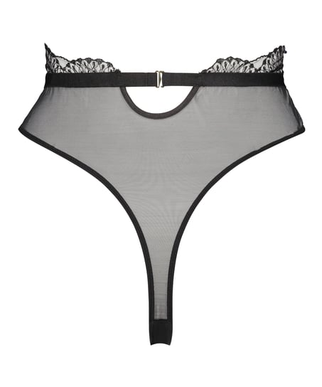 Akira High Leg Thong, Black
