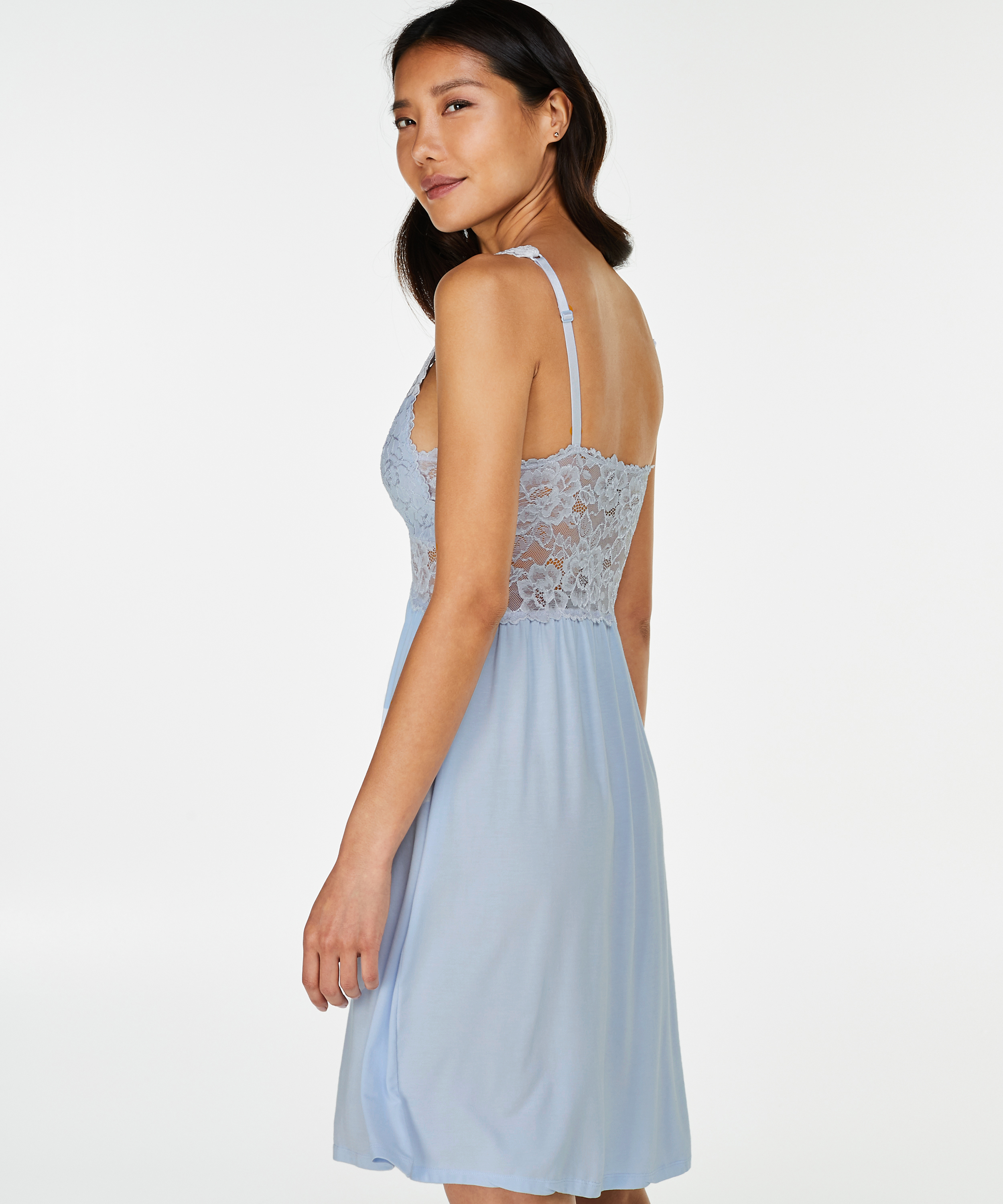 Modal Lace Slip Dress, Blue, main