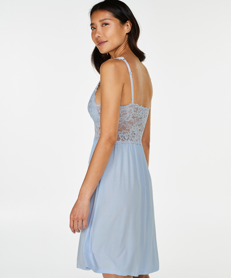 Modal Lace Slip Dress, Blue