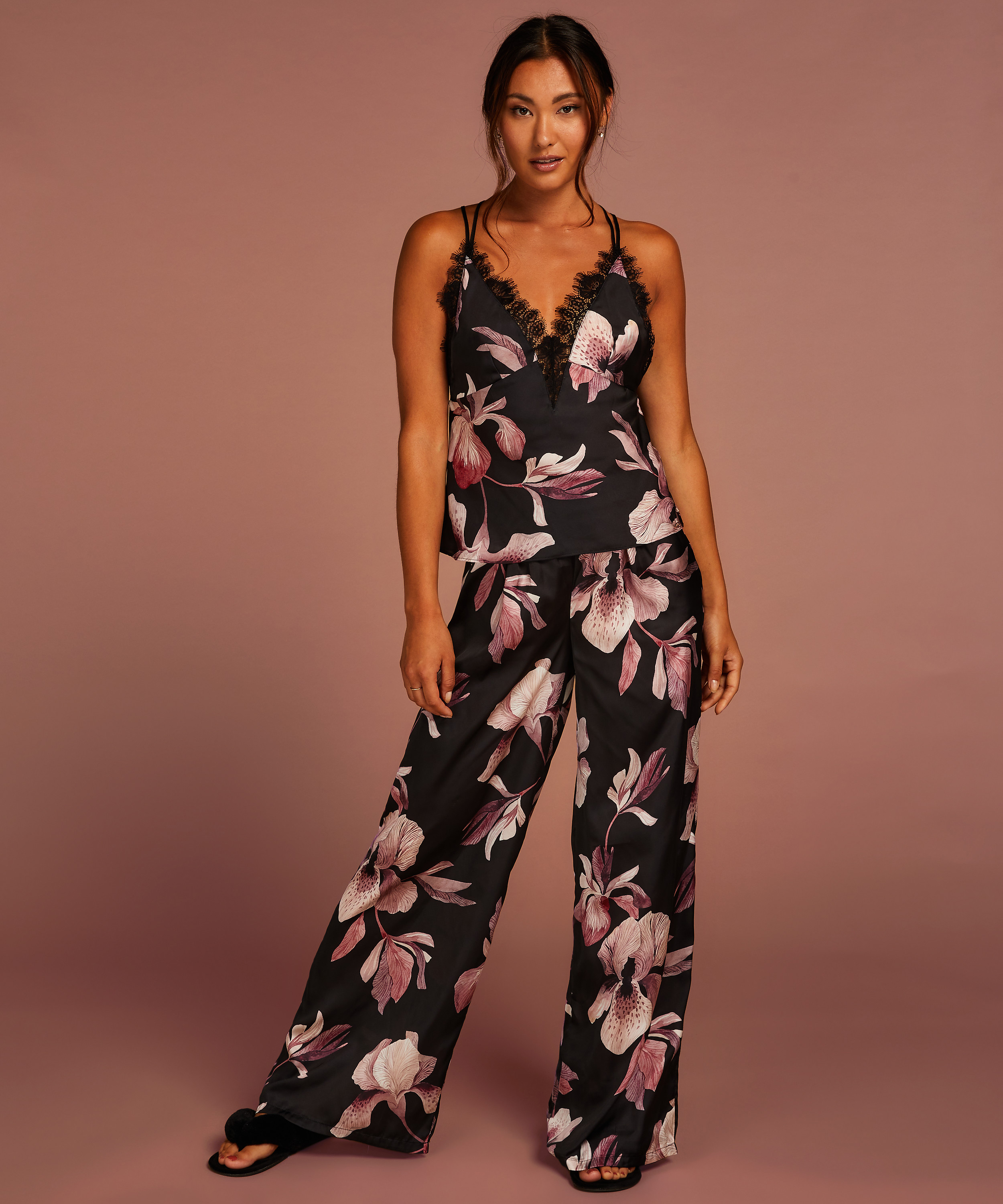 Palazzo Trousers, Black, main