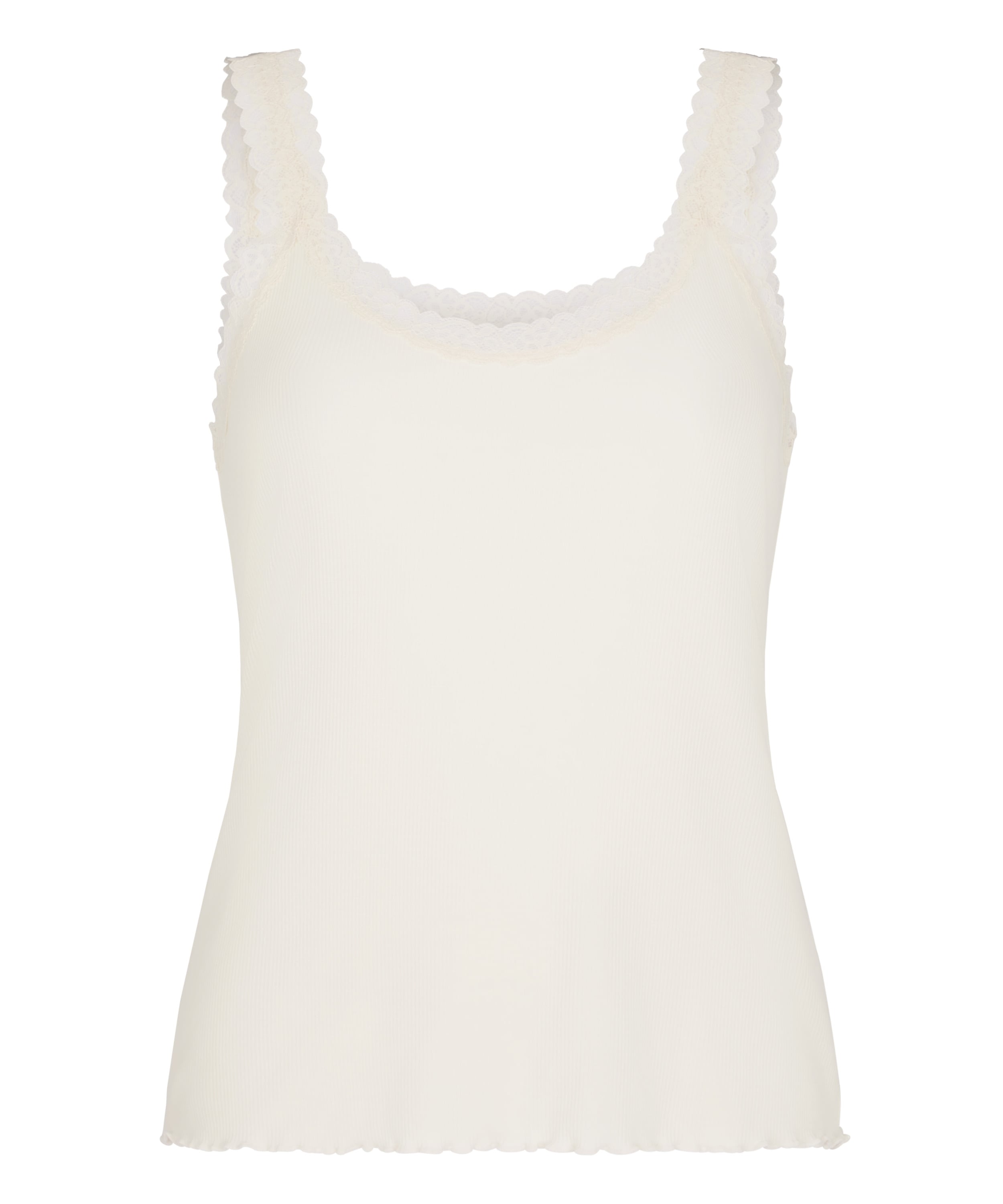 Singlet Rib Jersey Lace, White, main