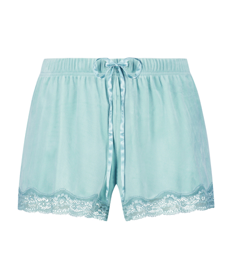 Velvet lace shorts, Green