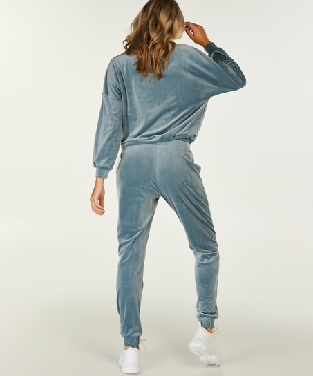 Velours Maternity Joggers, Blue