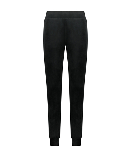 Tall Velours Jogging Bottoms, Black
