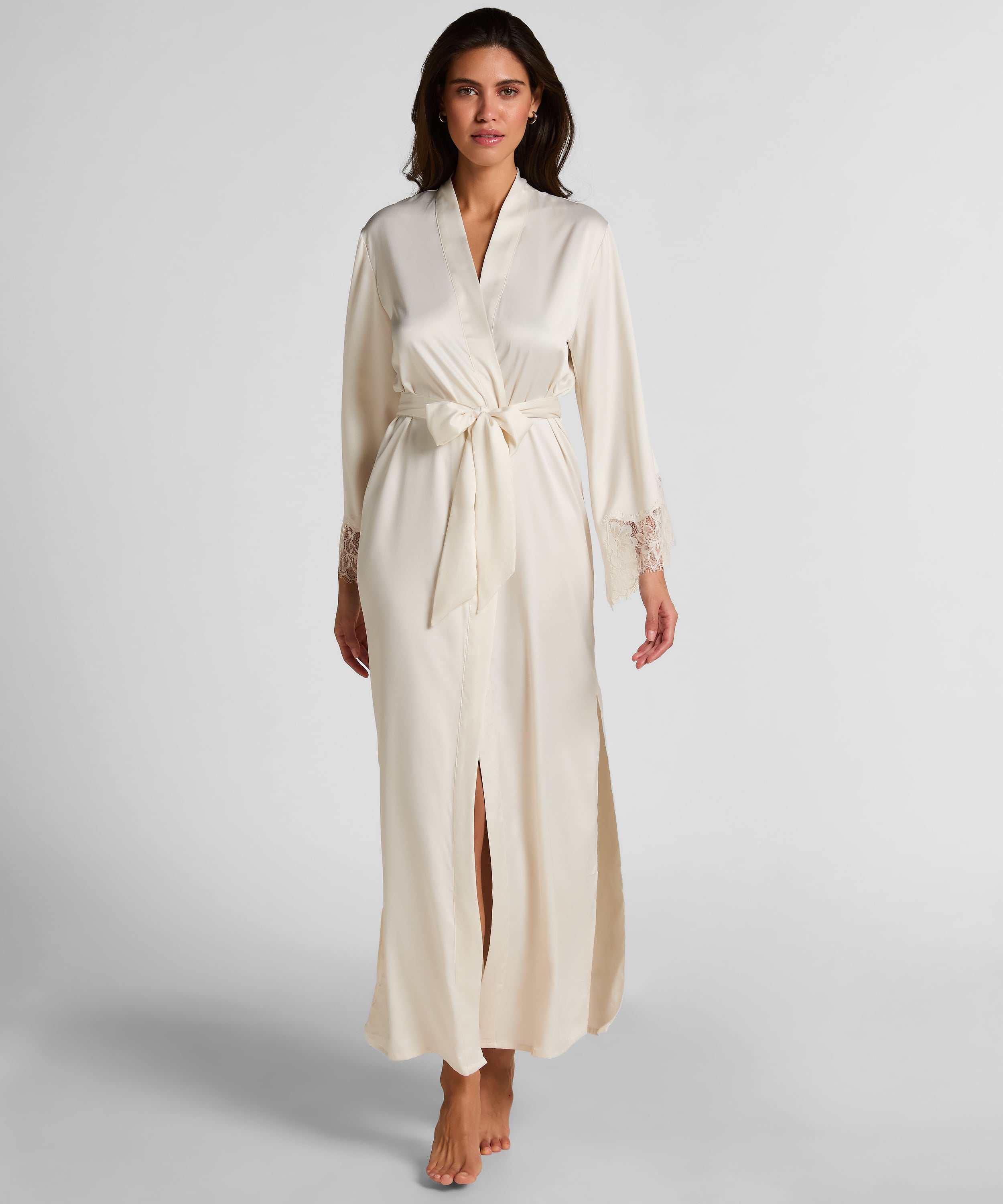 Kimono Long Satin Valerie, White, main