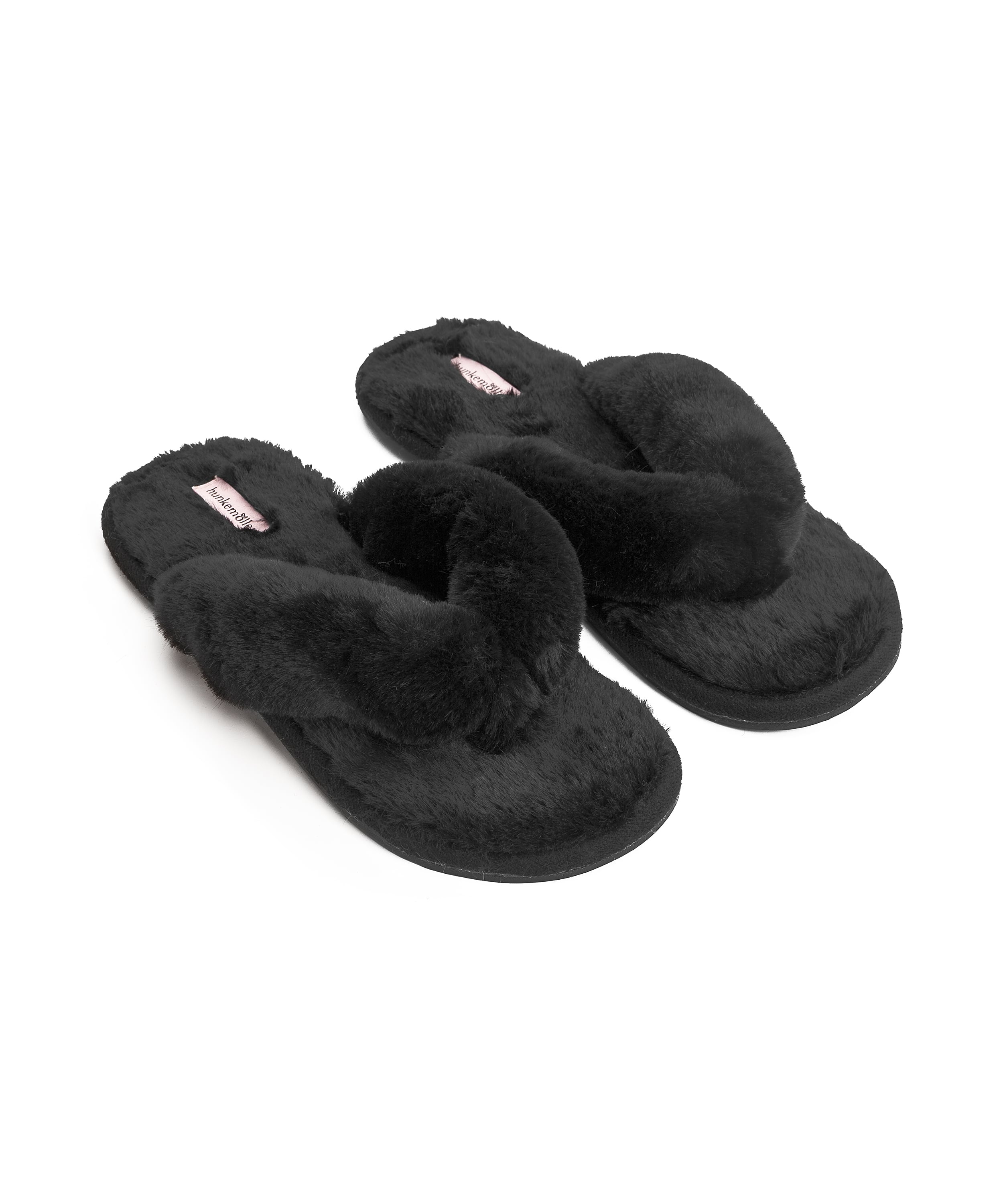 Fake Fur Slippers, Black, main