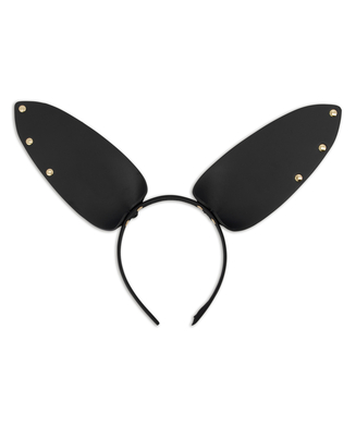Bunny Faux Leather Headband, Black