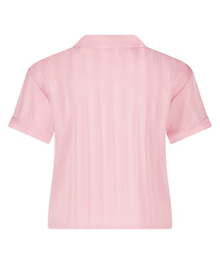 Satin Short-Sleeved Jacket, Pink