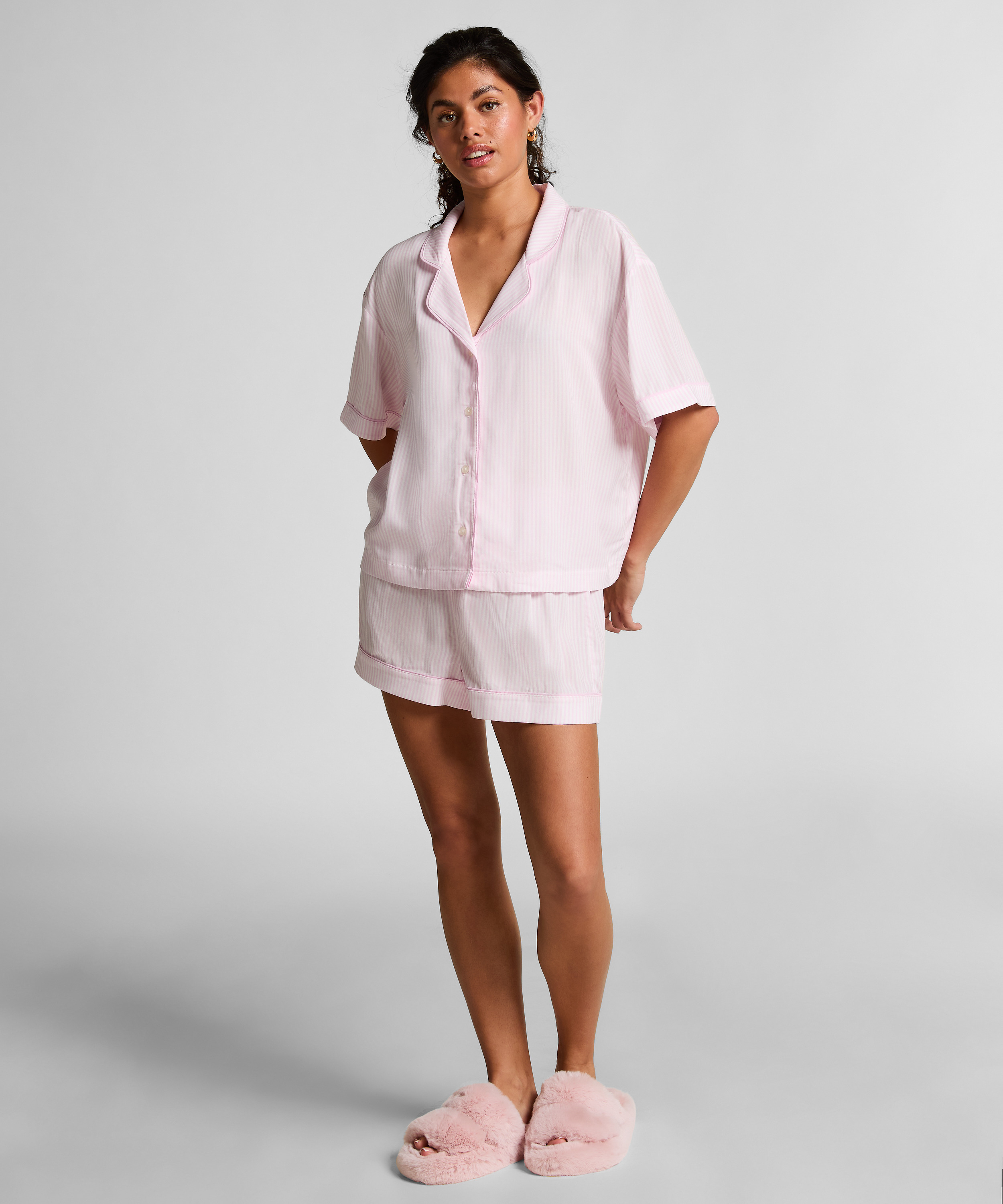 Pyjama short sleeve jacket, Pink, main