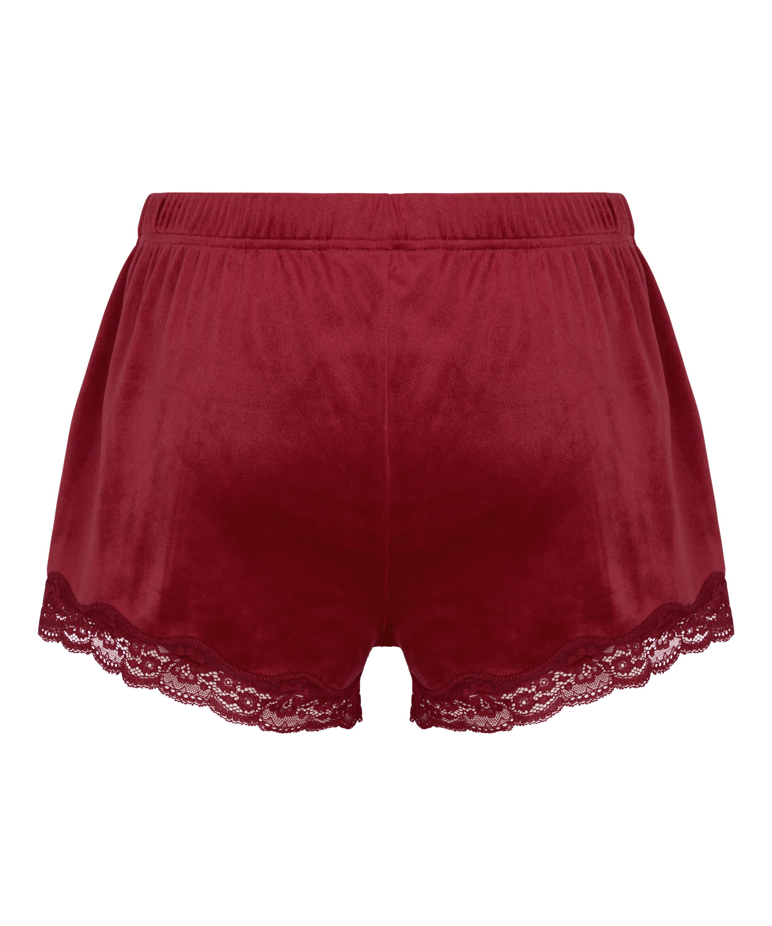 Pyjama Short Velours Scallop Lace, Red, main