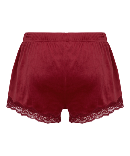 Pyjama Short Velours Scallop Lace, Red