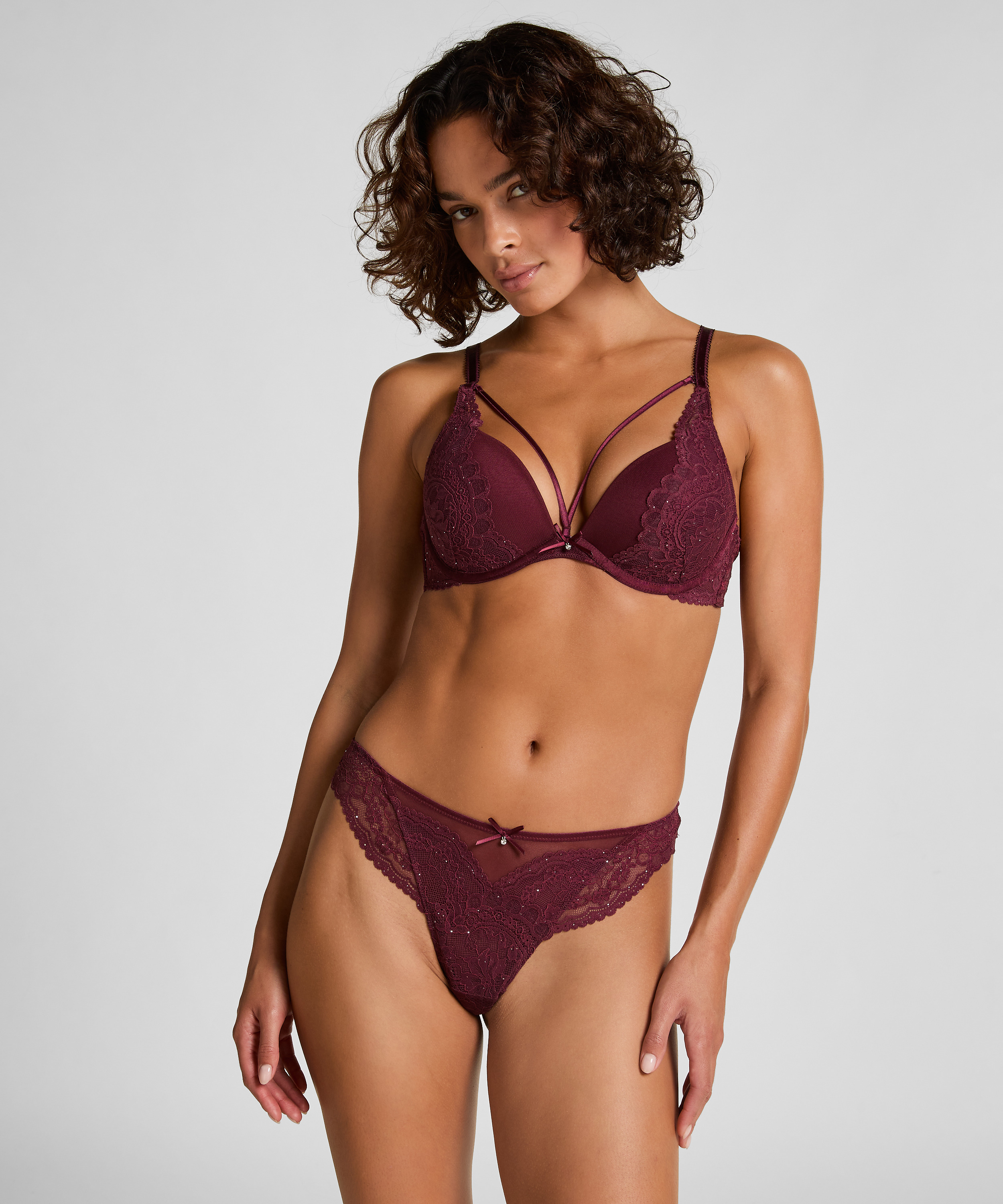 Isadora Padded Underwired Push-Up Bra, Red, main
