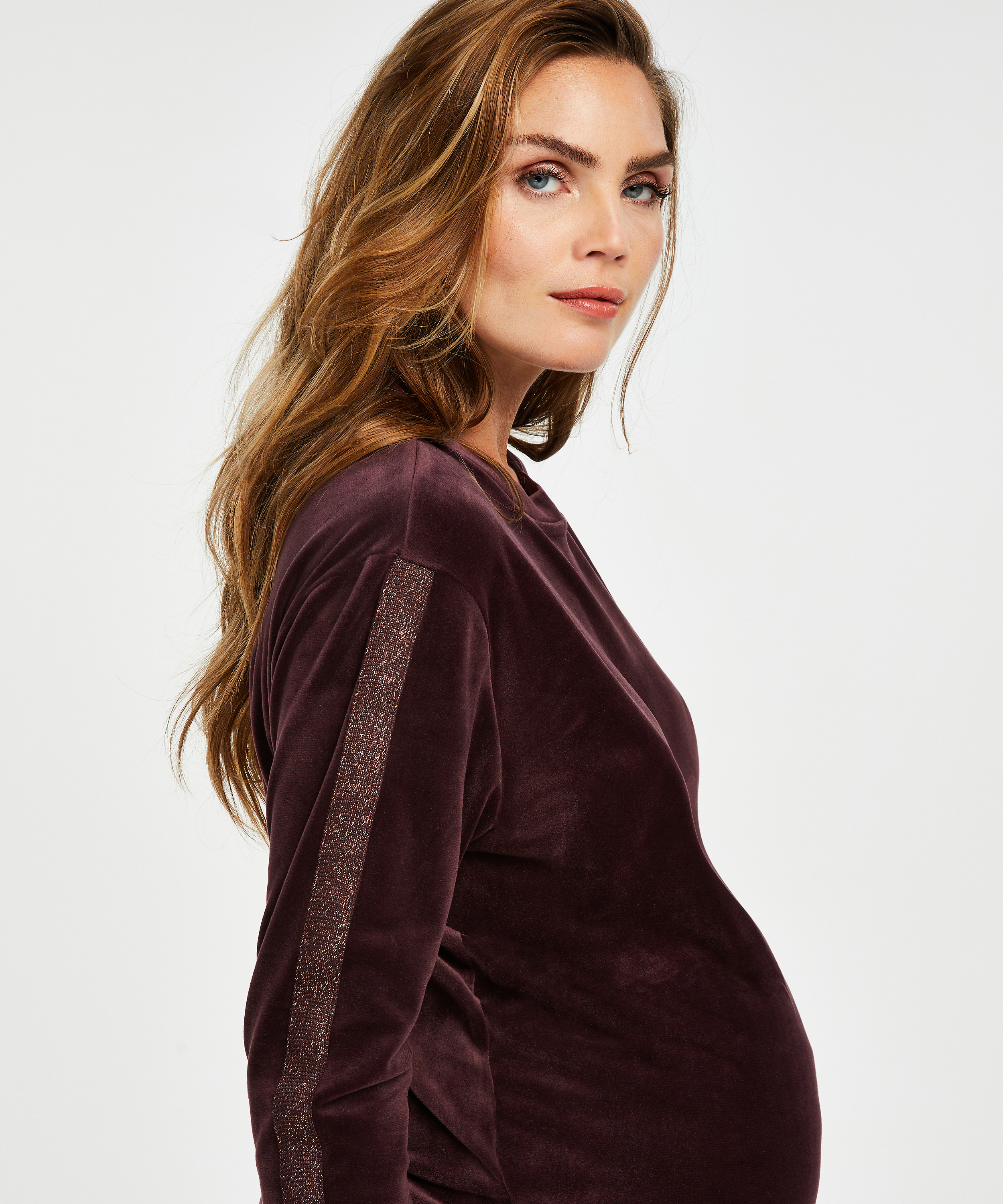 Velvet Shimmer maternity top, Purple, main