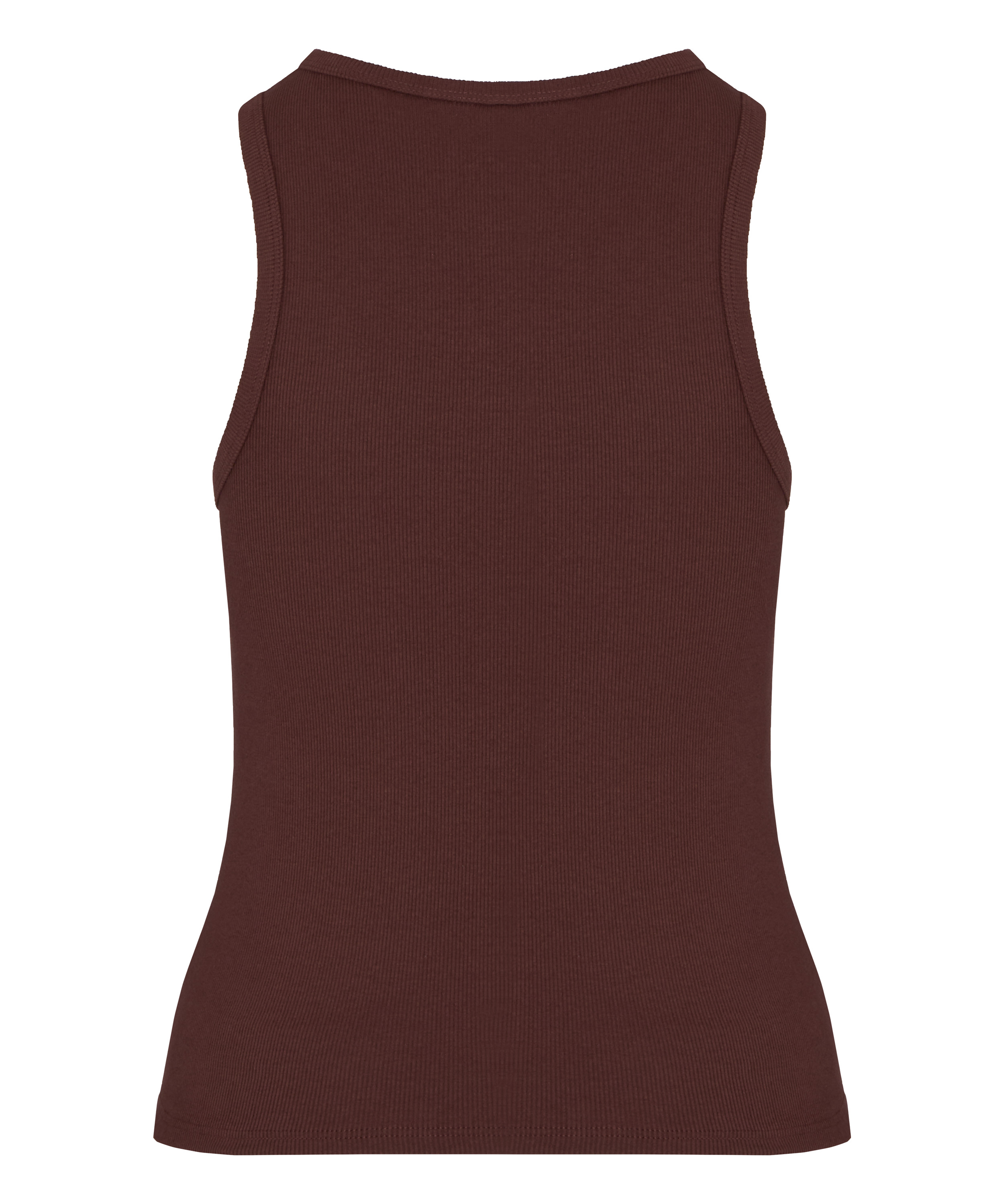 Singlet tanktop cotton rib, Brown, main