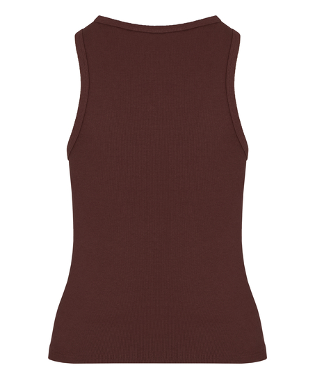 Singlet tanktop cotton rib, Brown