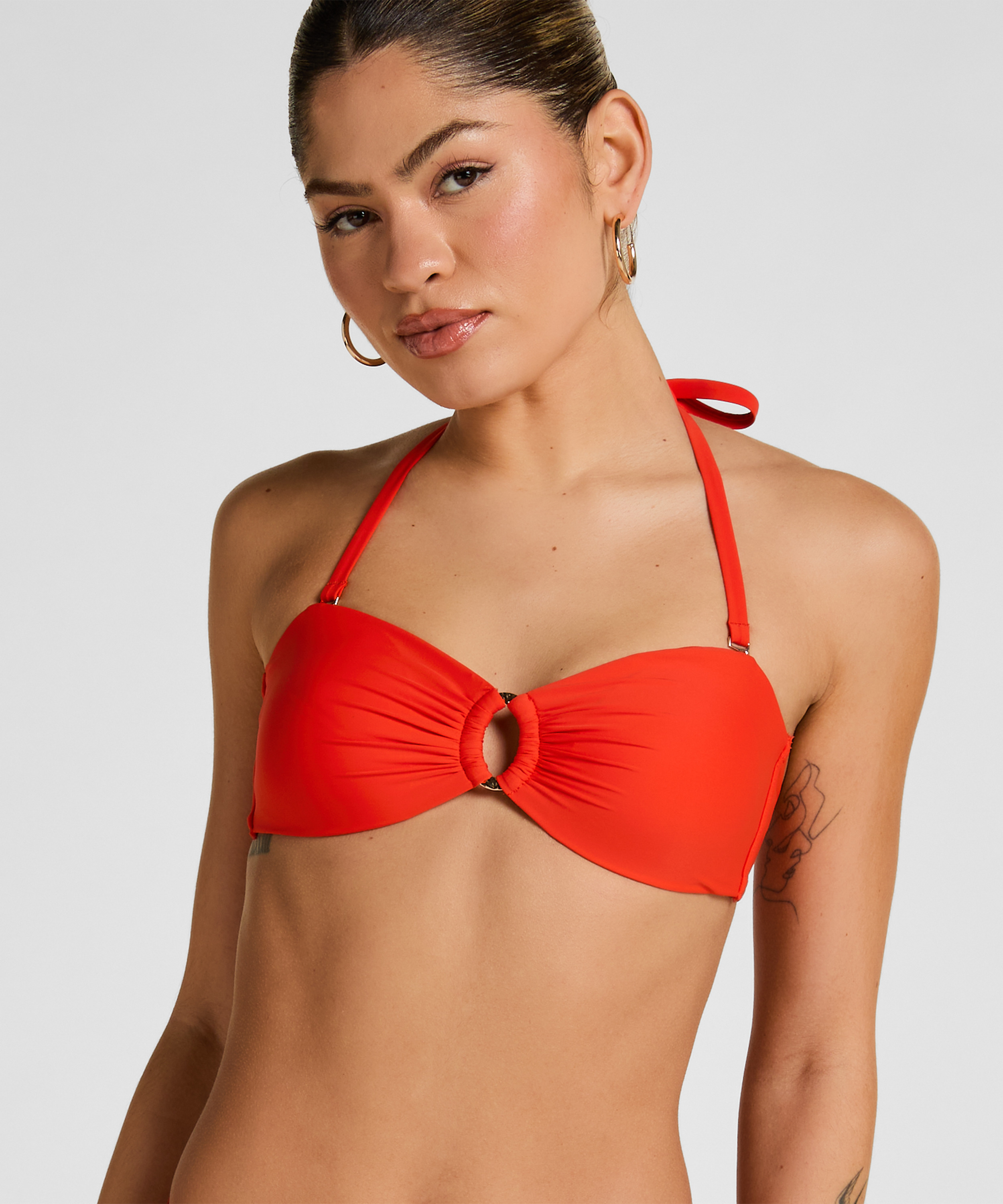 Luxe Bandeau Bikini Top, Red, main