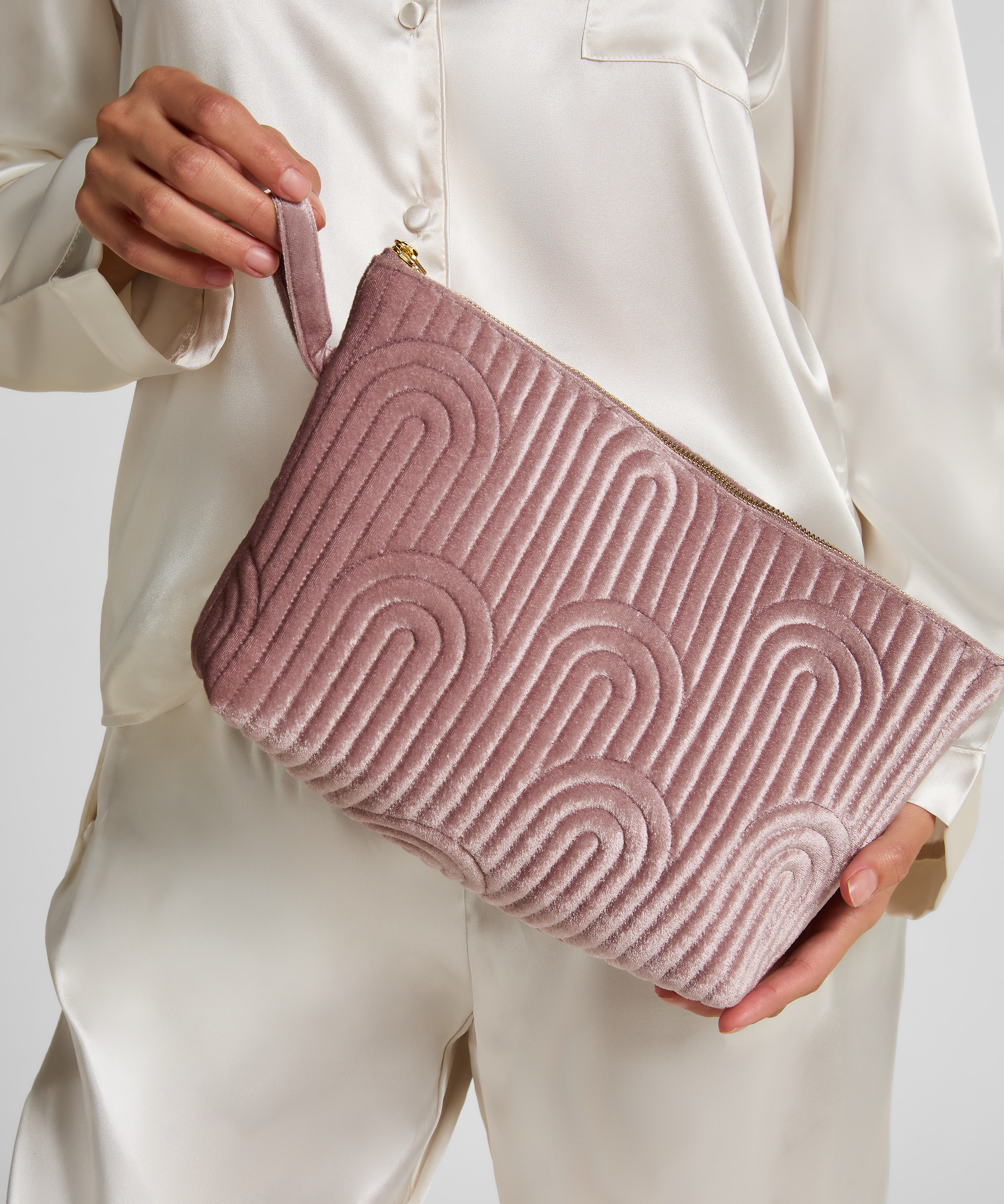 Velour Make-Up Bag Big, Purple, main