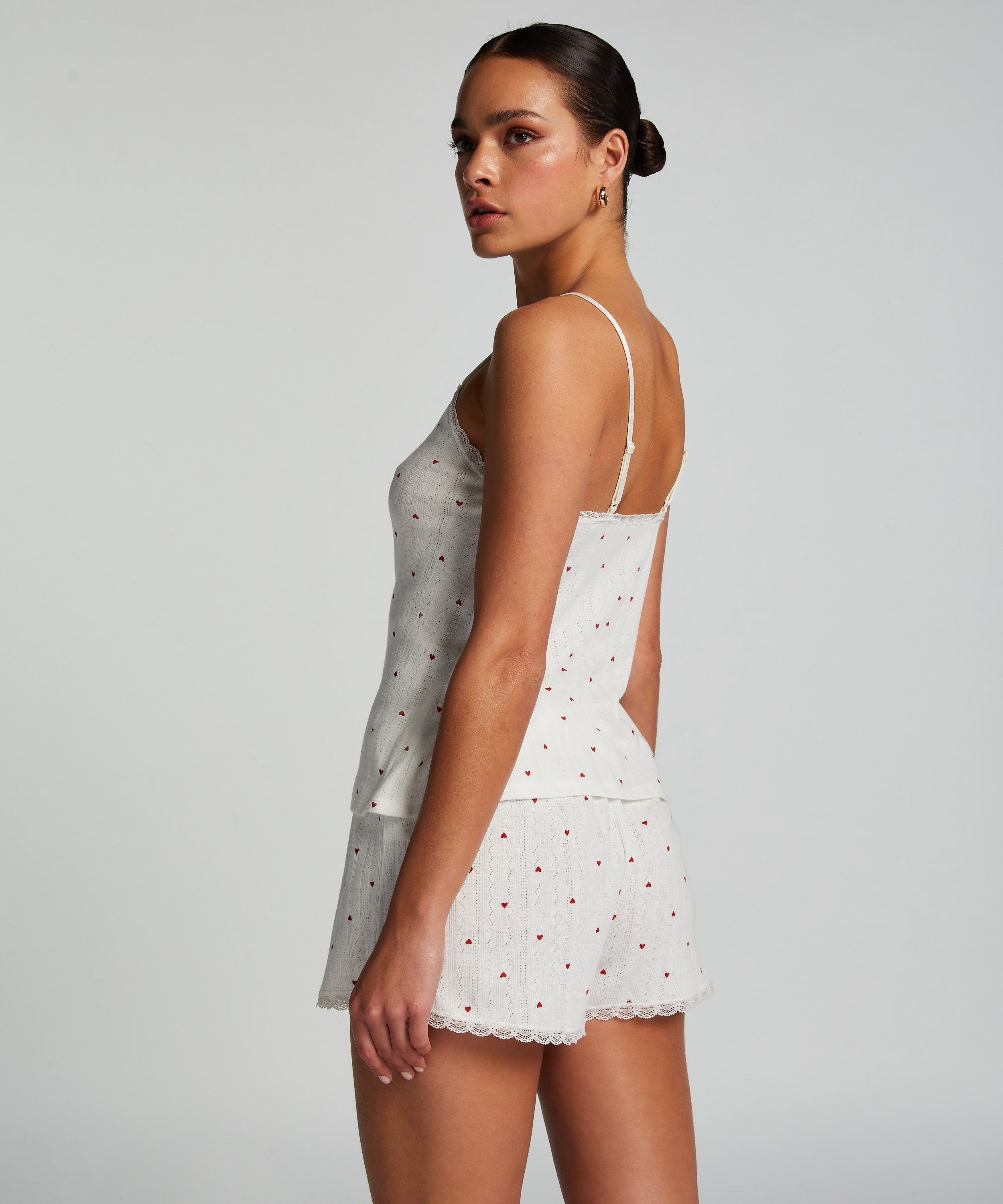 Cami lace top, White, main