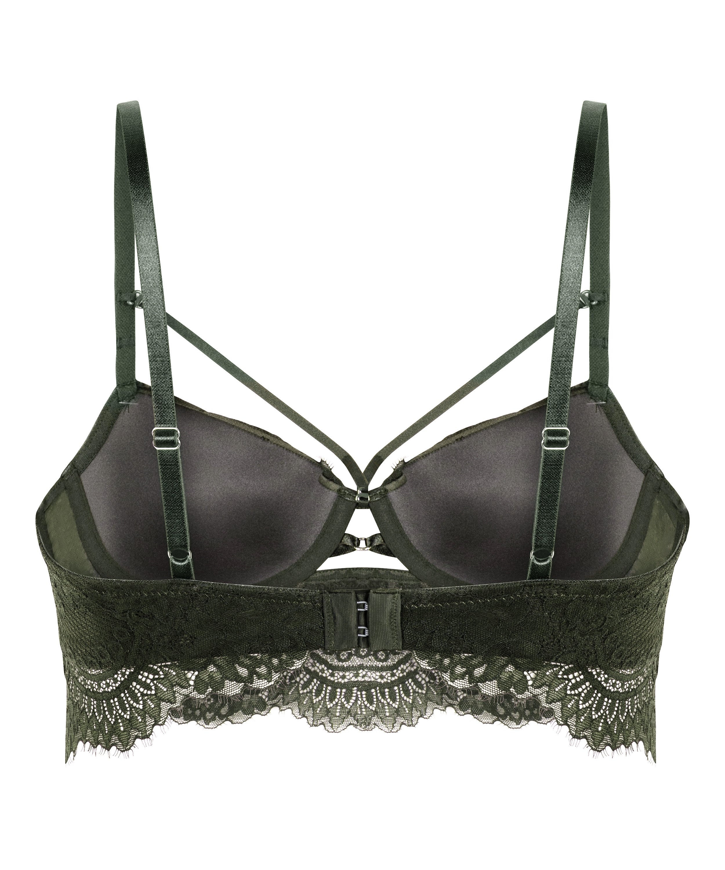 Amara Padded Underwired Longline Bra, Green, main