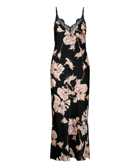 Slipdress Long Flower, Black
