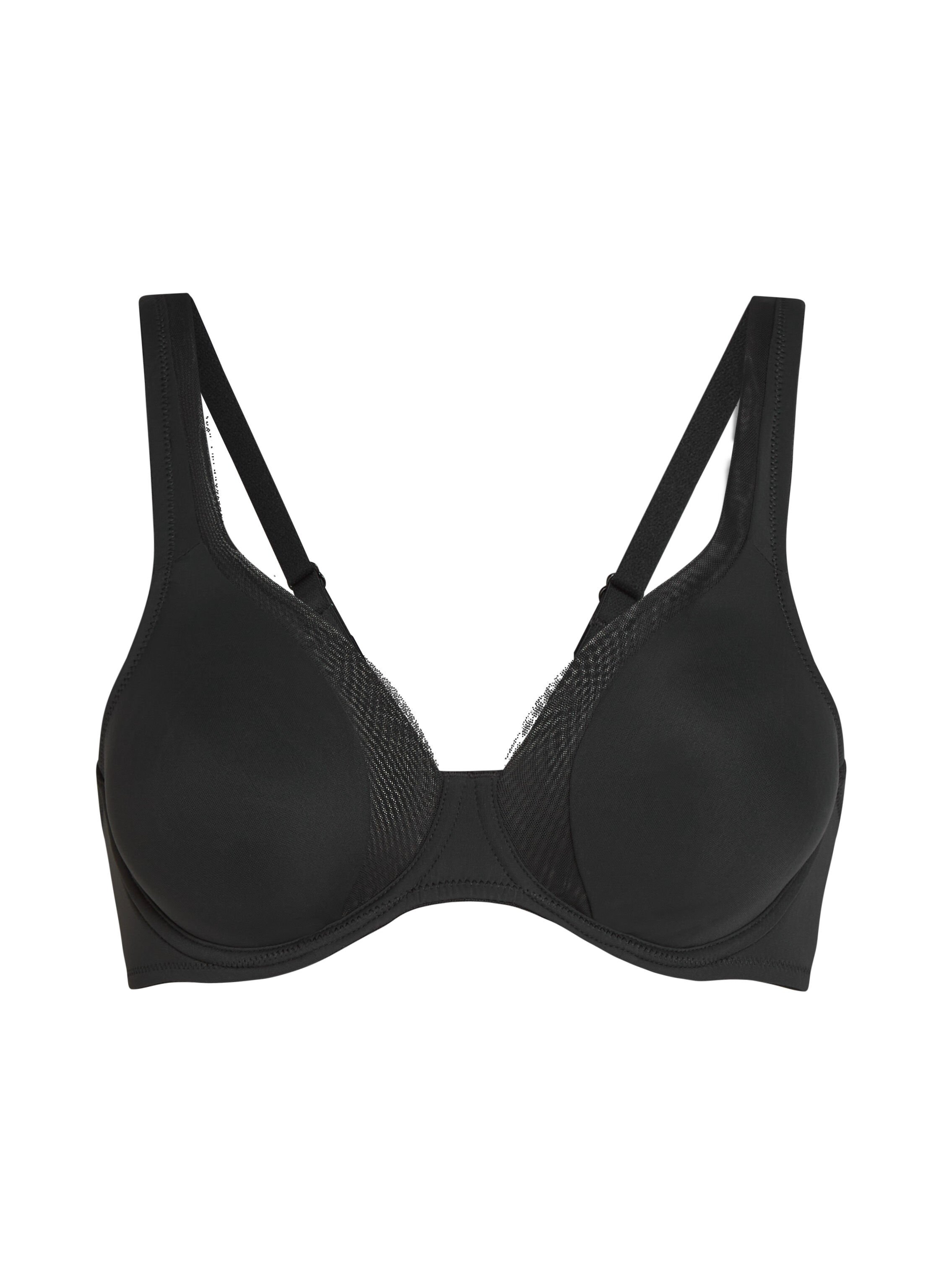 Mesh non-padded underwired bra, Black