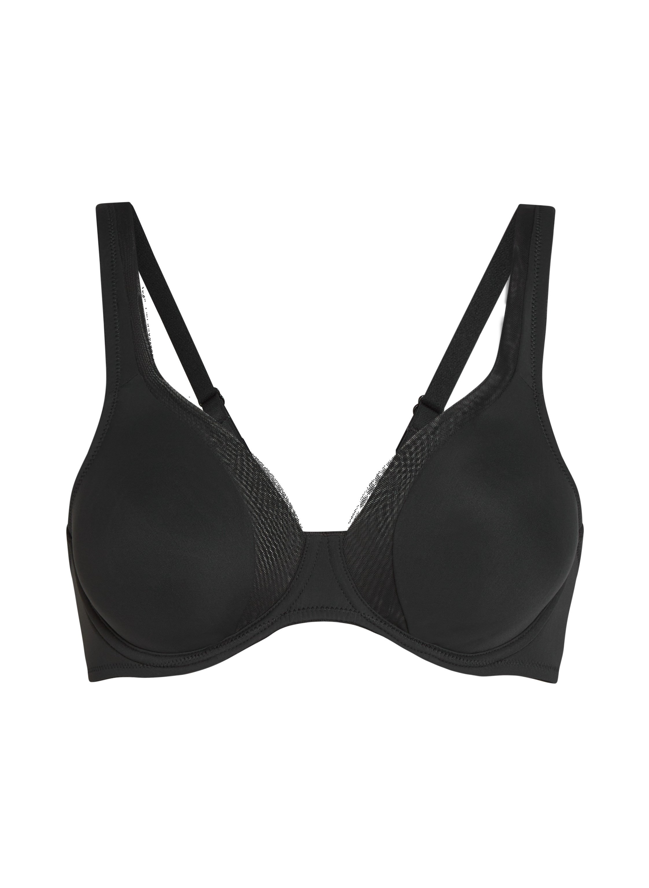 Mesh non-padded underwired bra, Black, main