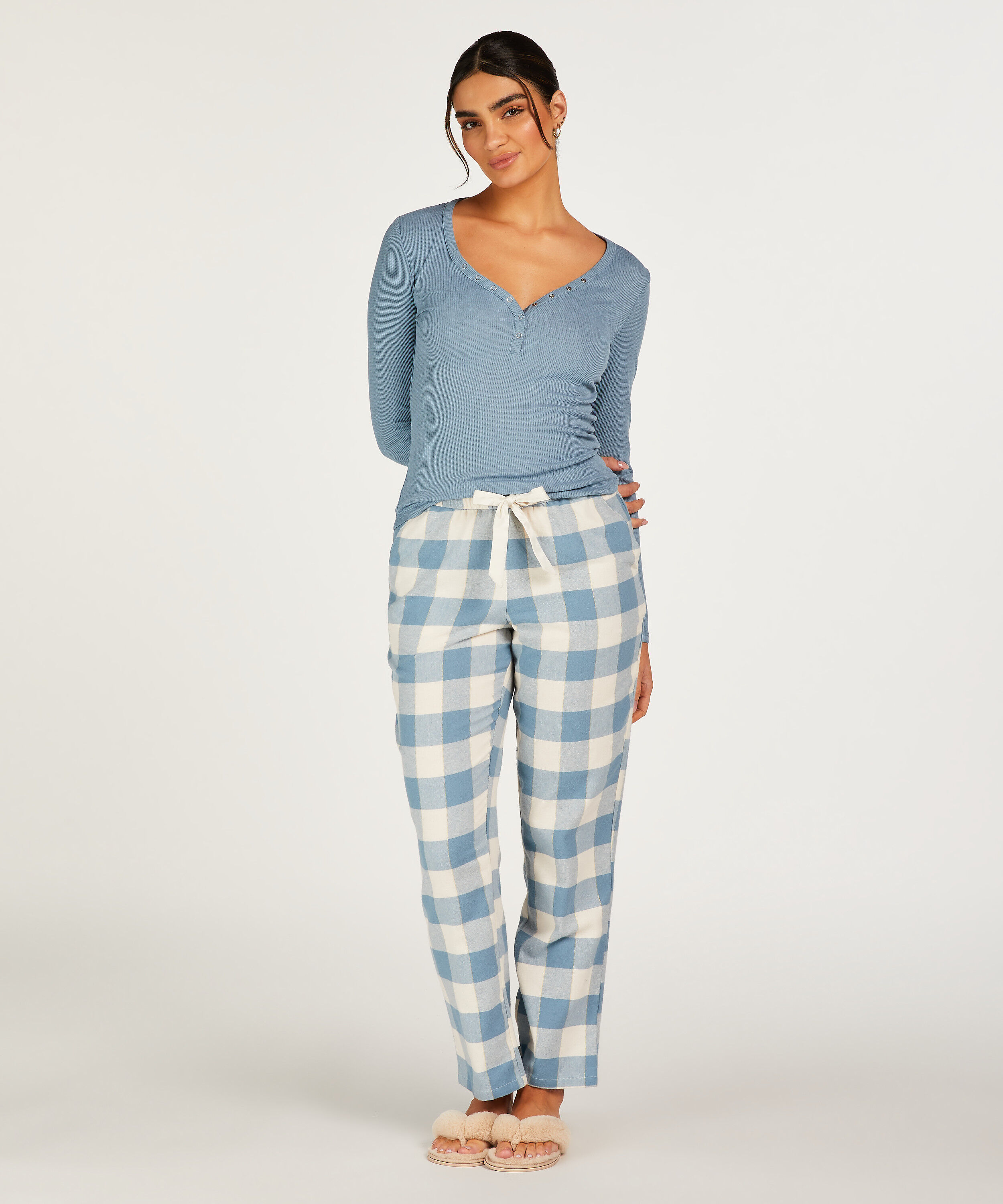 Long-Sleeved Pyjama Top, Blue