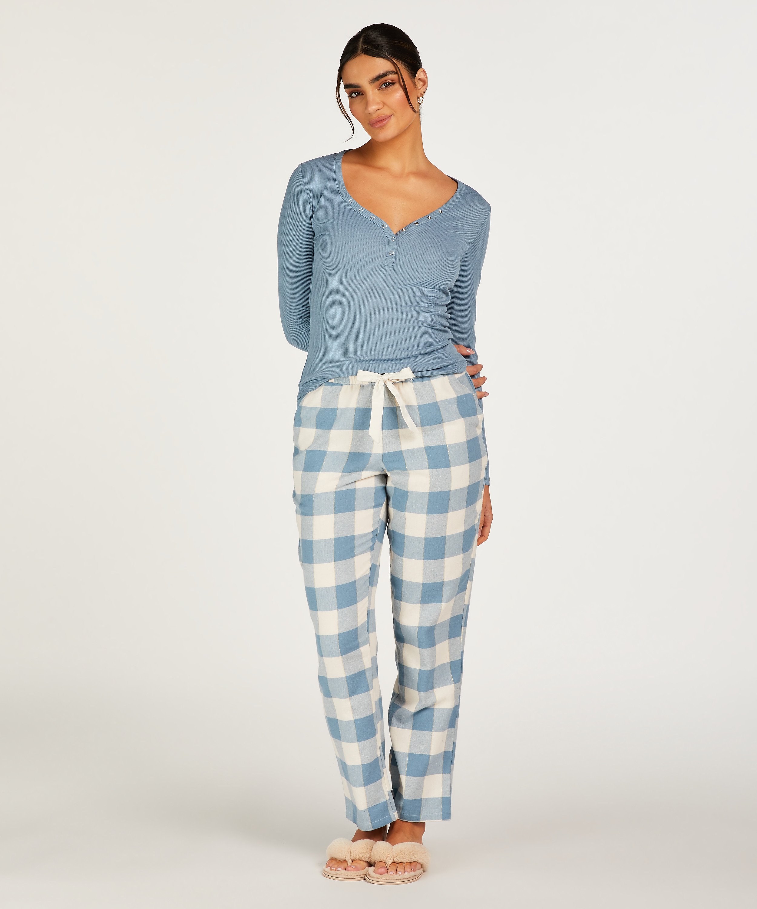 Long-Sleeved Pyjama Top, Blue, main
