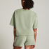 Short-sleeve velours top, Green