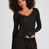super soft Lace V-Neck shirt with Cashmere, Black