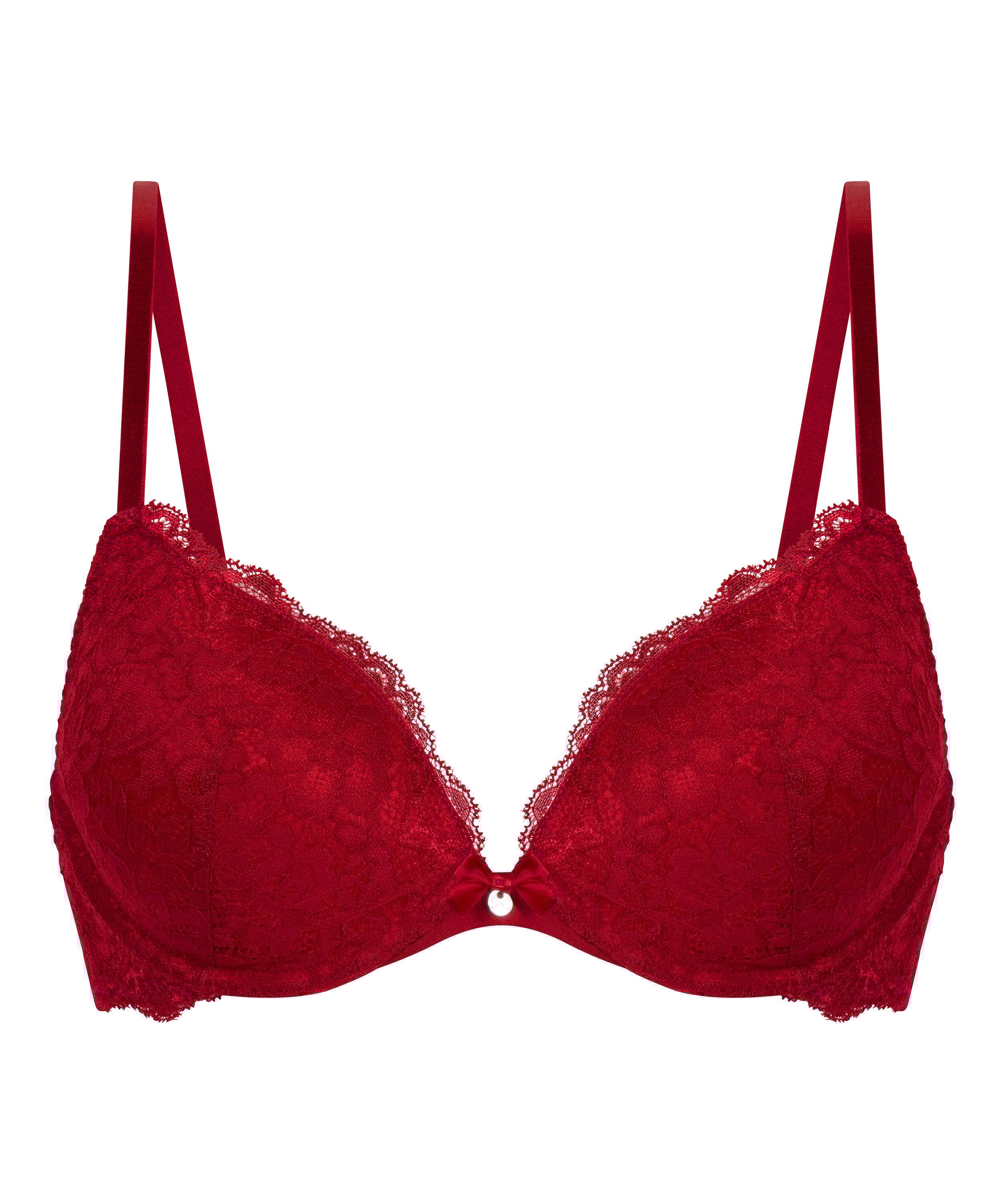 Marine Padded Push-Up Underwired Bra, Red