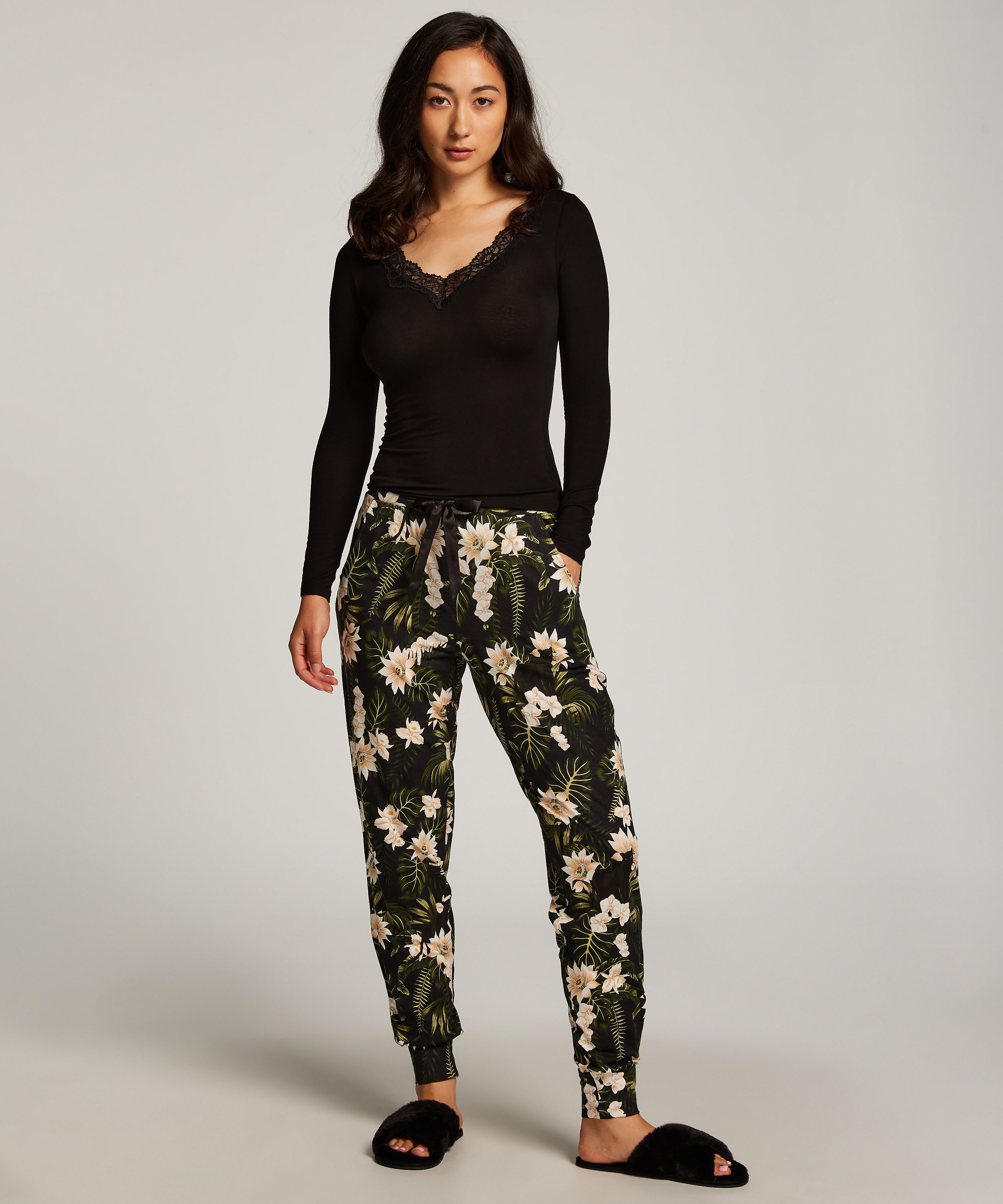 Jersey Pyjama Pants, Black, main