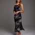 Lotus Satin Slip Dress, Black
