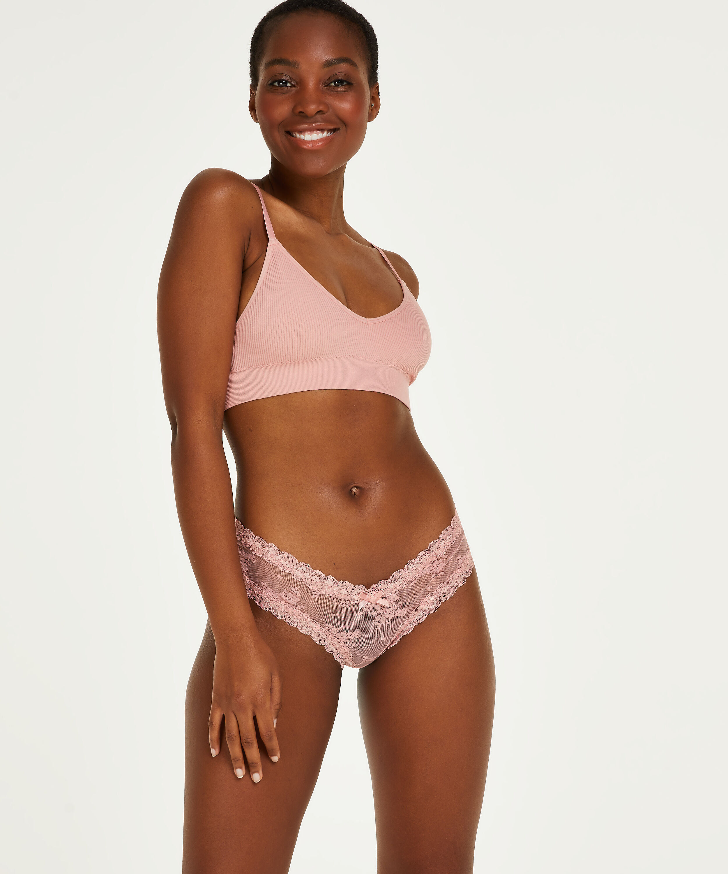 V-shaped Brazilian knickers mesh, Pink
