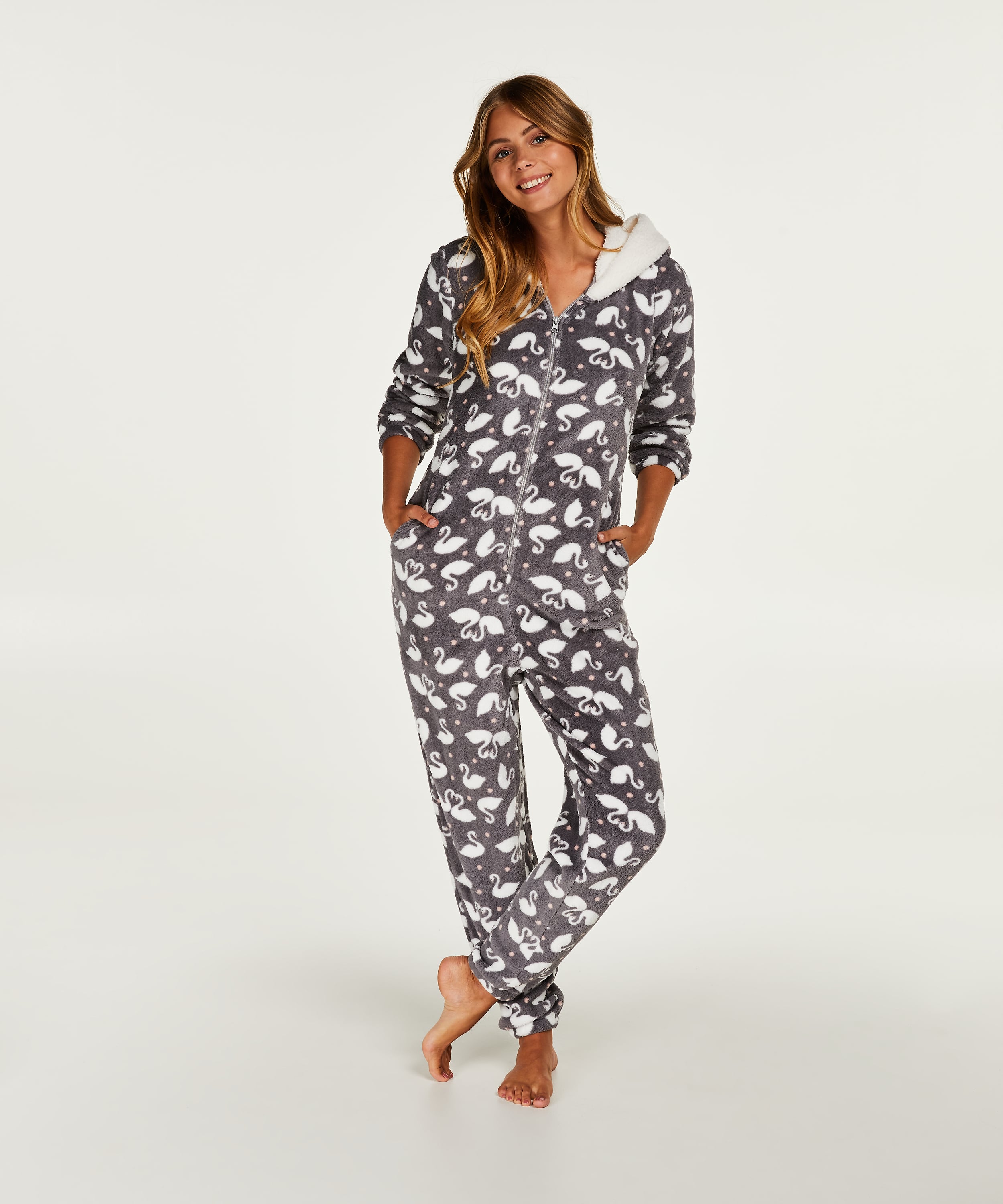 Fleece onesie, Gray, main