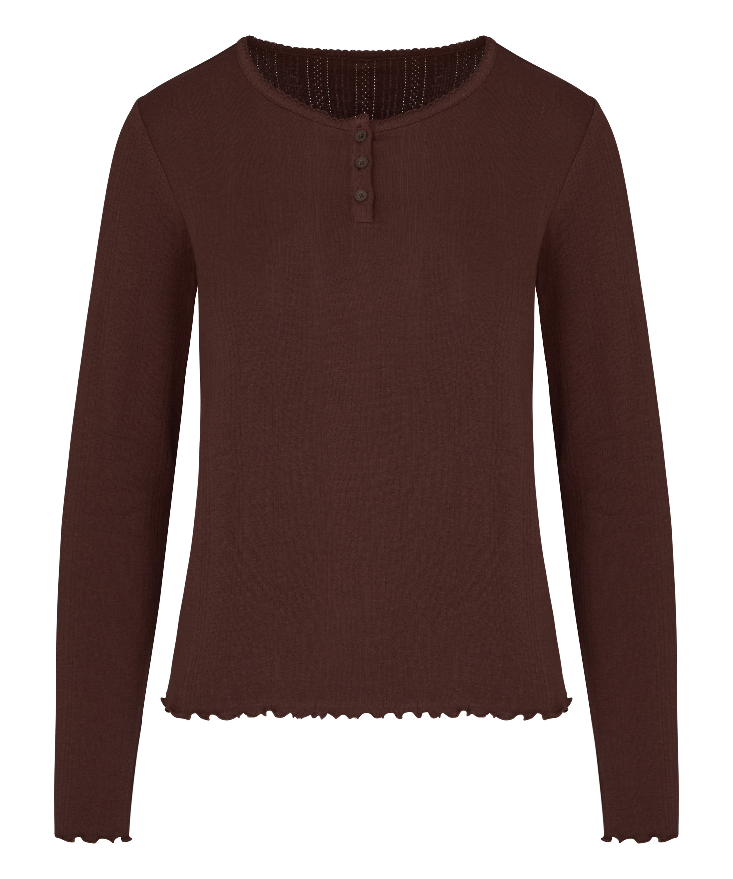 Pyjama Top Pointelle, Brown, main