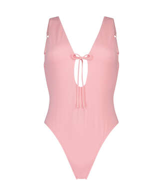 Texture high swimsuit, Pink