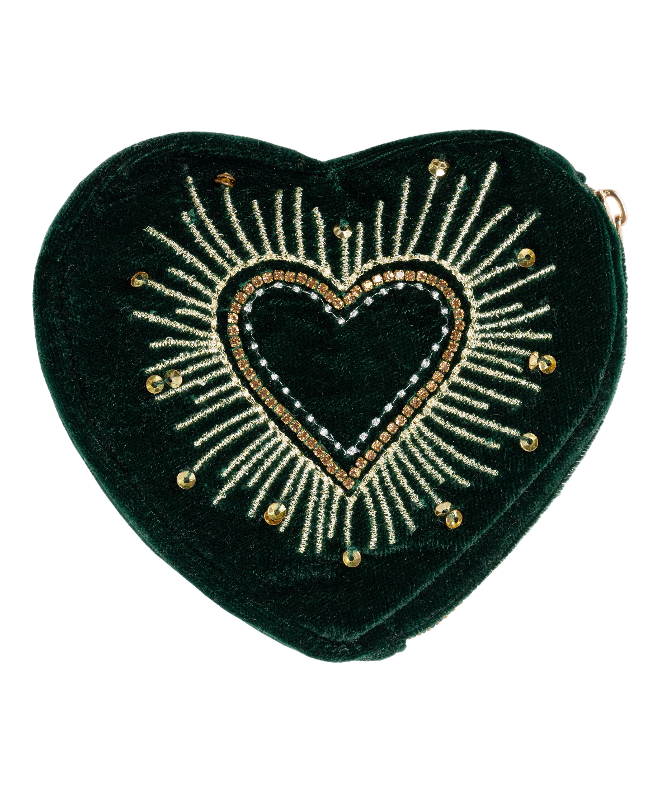 Heart Zip Purse, Green