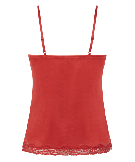 Velours Lace Cami Top, Red