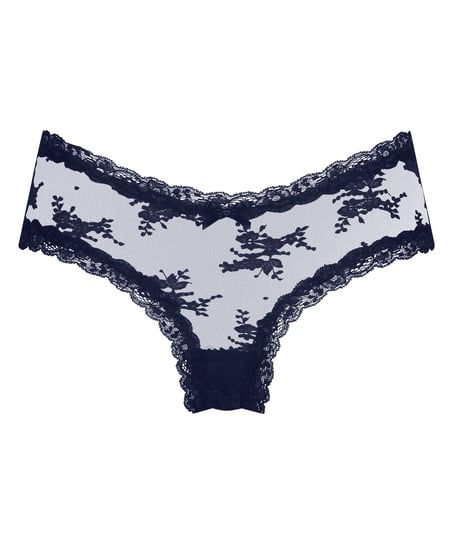 V-shaped Brazilian knickers mesh, Blue