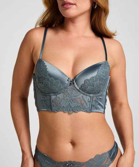 Padded Underwired Longline Bra Viktoria, Blue