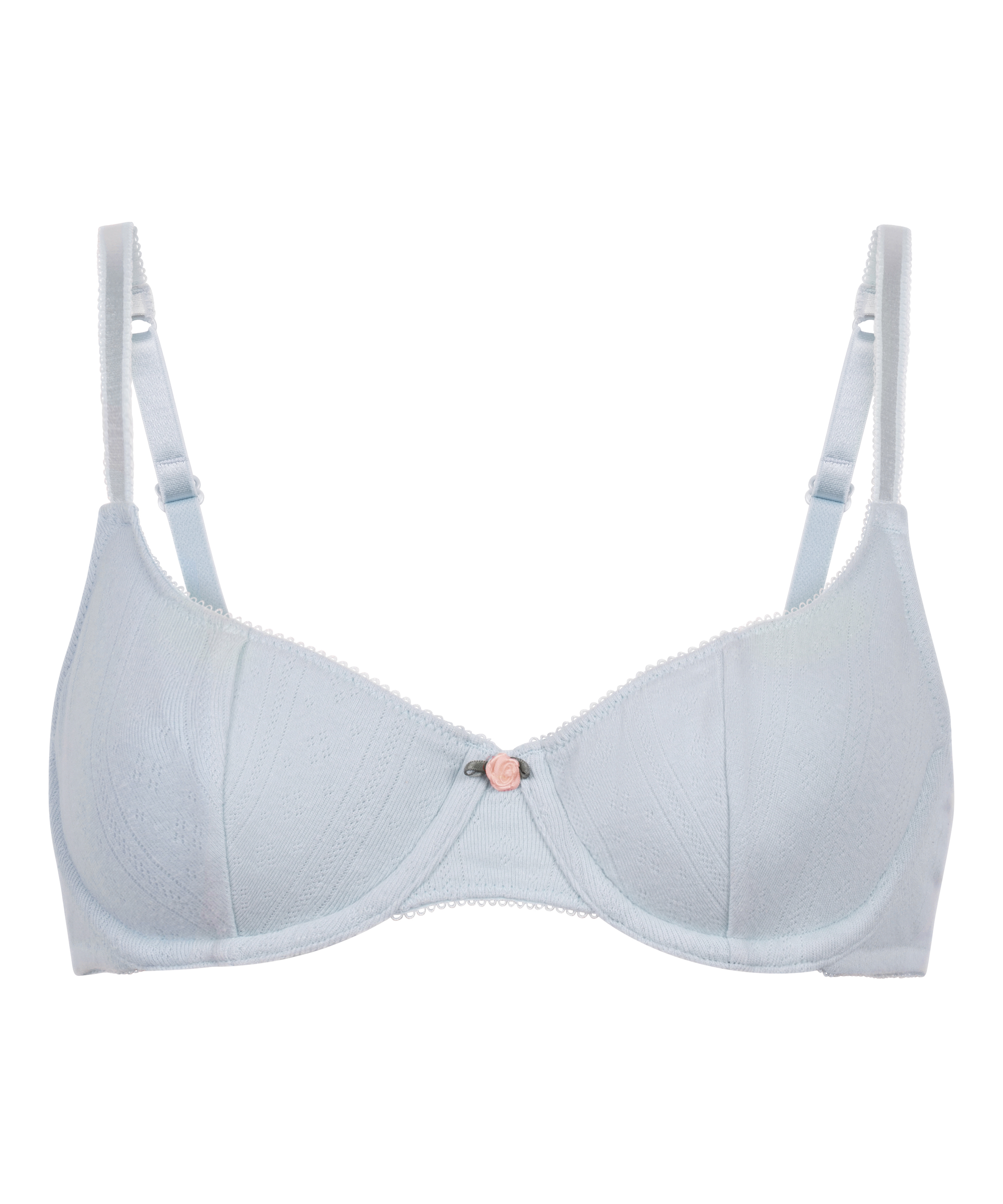 Pointelle Non-padded Underwired Bra, Blue, main