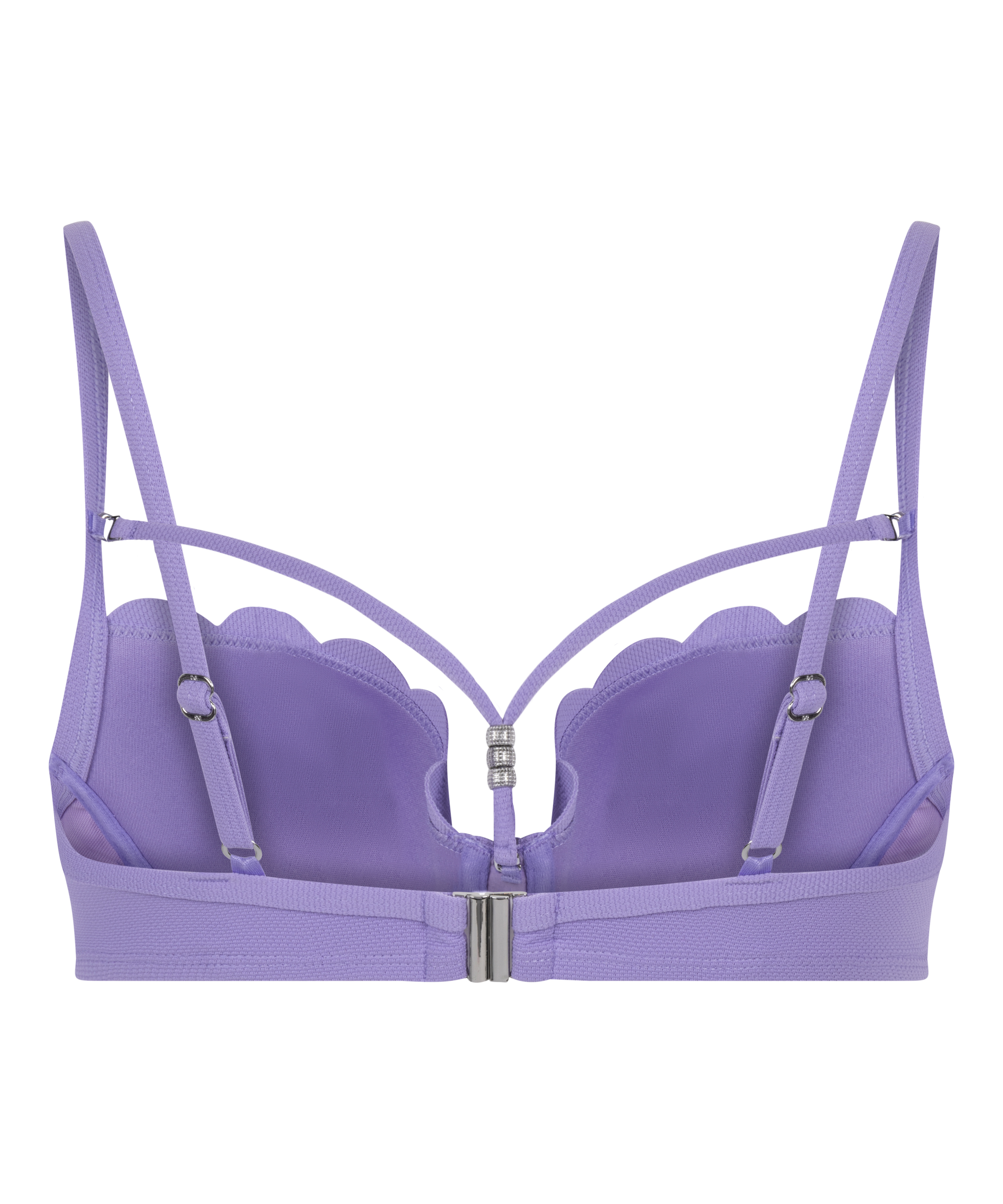 Scallop Padded Underwired Bikini Top, Purple, main