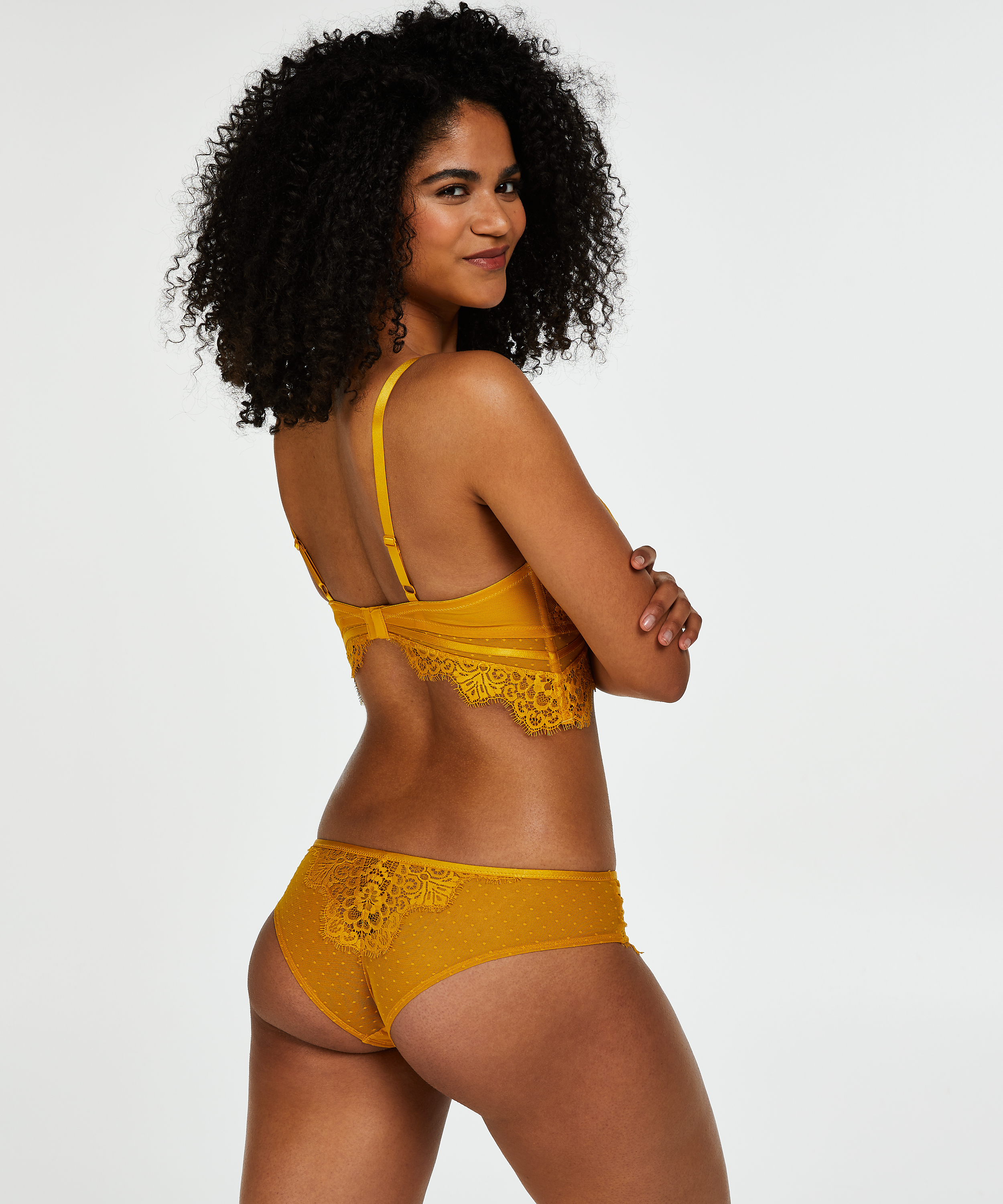 Marilee Padded Underwired Longline Bra, Yellow, main