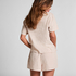 Short Linen Check, White