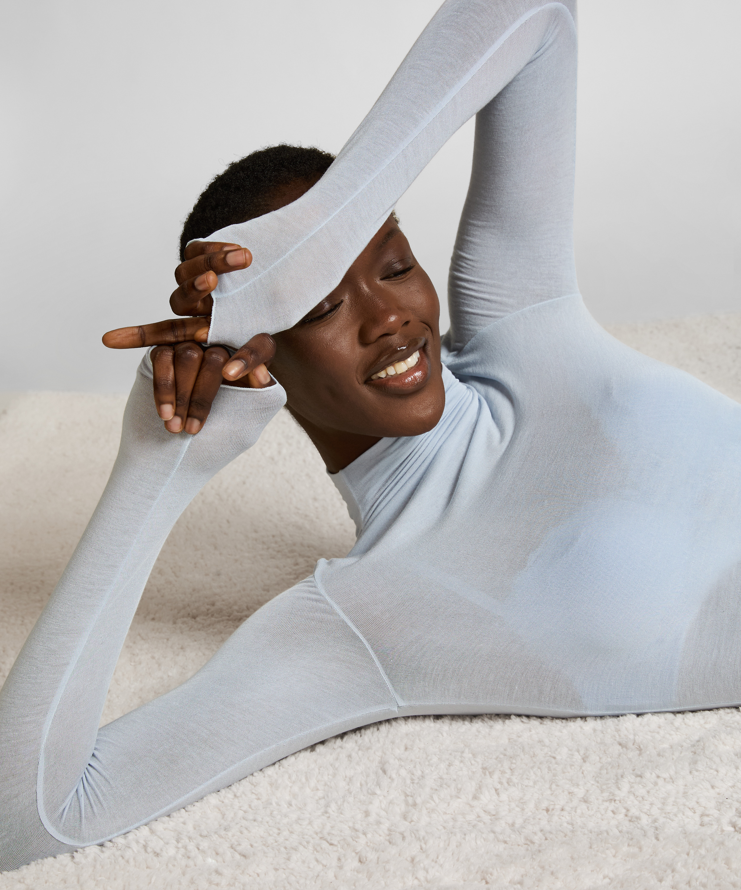 super soft Turtleneck shirt with Cashmere, Blue, main