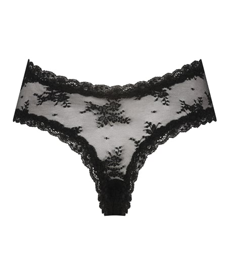 V-shaped Brazilian knickers mesh, Black