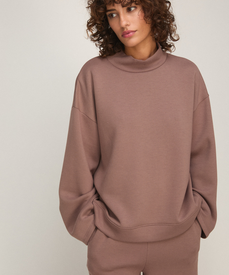 Top viscose mock neck, Brown