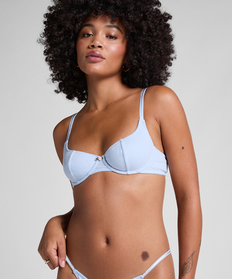 Pointelle Non-padded Underwired Bra, Blue