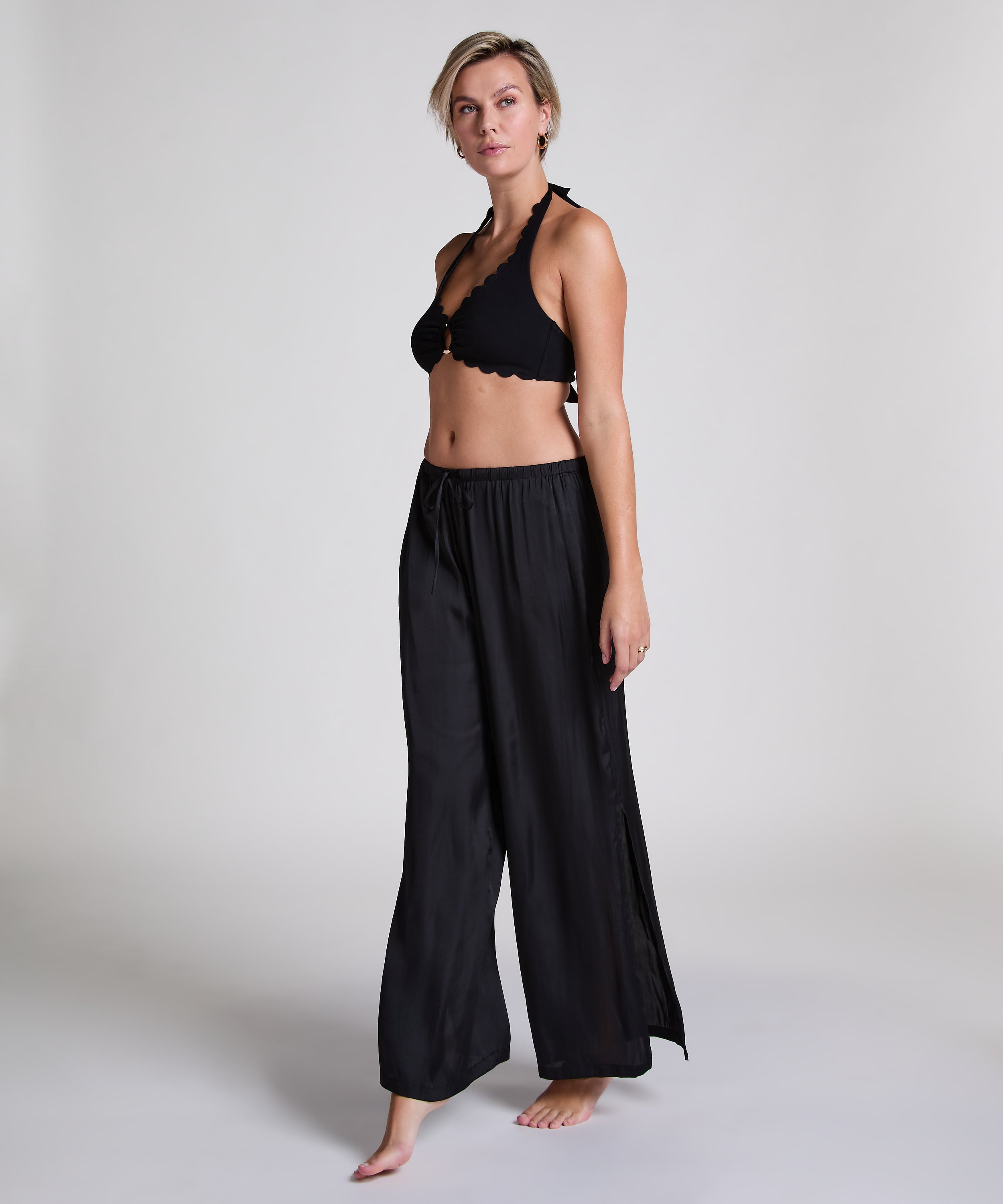 Beach Satin Pant, Black, main